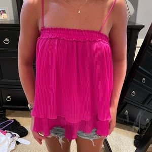 Pink pleated blouse top